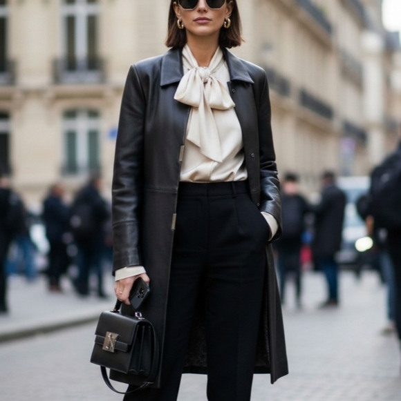 Bod & Christensen Jackets & Blazers - Bod & Christensen Elegant Women's Black Leather Coat Size S-M PtP 18"